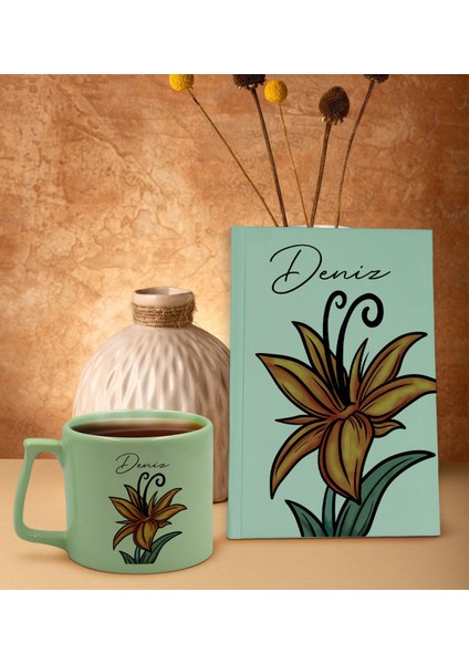 Kişiye Özel Isimli Yeşil Sert Kapaklı Defter Ve Middle Kupa Seti, Arkadaşa Hediye, Yeni Iş Hediyesi, Doğum Günü Hediyesi-20
