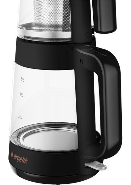 1900W, 2000ML, Çift Cam Siyah Çay Makinesi