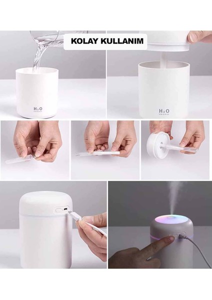Hava Nemlendirici USB Buhar Makinesi Işıklı Oda Araç Aroma Difüzörü H2O modelleri