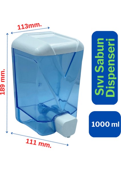 Plastik Şeffaf Sıvı Sabun Dispenseri 1000 Ml. x 50 Adet