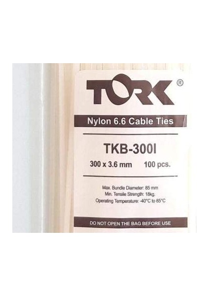 Kablo Bağı Tork Beyaz 3,6 x 300 (3,6 mm Kalınlık 30 cm Uzunluk) fiyatları
