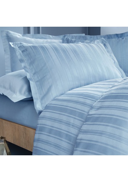 Bedding Shelly Çift Kişilik Xl Bambu Saten Nevresim Takımı - Indigo