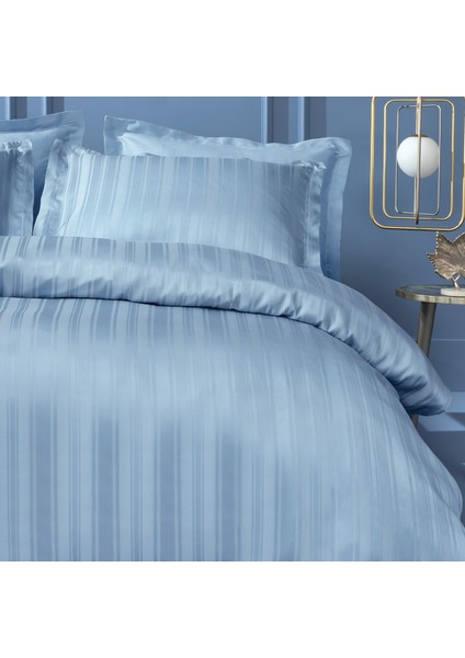 Bedding Shelly Çift Kişilik Xl Bambu Saten Nevresim Takımı - Indigo