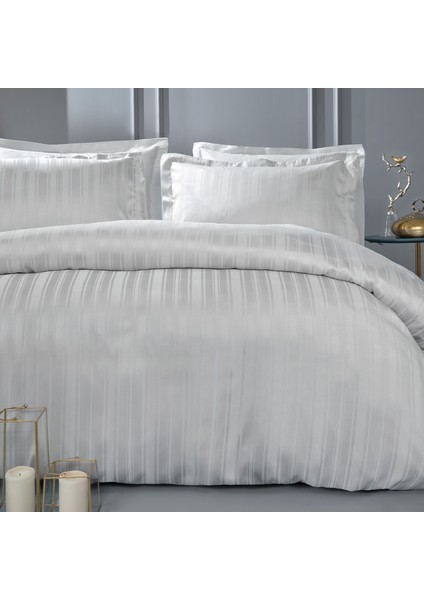 Bedding Shelly Çift Kişilik Xl Bambu Saten Nevresim Takımı - Gri