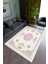Salon Halısı Modern Ekru - Pembe Pembe Yolluk Kaymaz Yuvarlak Oval Kesme Ince Yıkanabilir Halı 1