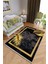 Klasik Salon Halısı Gold Siyah - Gold Yolluk Kaymaz Yuvarlak Oval Kesme Ince Yıkanabilir Halı 1