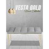 Gazzini Furniture Vesta Gold Beyaz-Kapitoneli Model Puf&bench&koltuk-Oturak-Uzun Makyaj Puff-Yatak Odası Ucu&önü