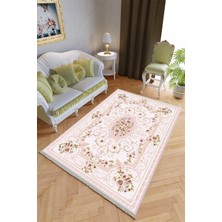 10 Post Online Klasik Salon Halısı Pembe Yolluk Kaymaz Yuvarlak Oval Kesme Ince Yıkanabilir Halı