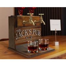Bk Gift Kişiye Özel Kabartma Isimli Çift Musluklu Doğal Ahşap Viski Standı, Içki Standı, Doğum Günü Hediyesi, Ev Hediyesi, Erkek Hediye-7