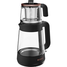 Arçelik 1900W, 2000ML, Çift Cam Siyah Çay Makinesi