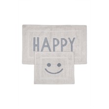 Bluenity Happy Doğal Pamuklu 2'li Banyo Kilimi Seti