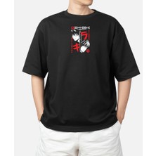 MMC Wedday Siyah Anime Kısa Kollu Oversize Pamuklu T-Shirt Weds5