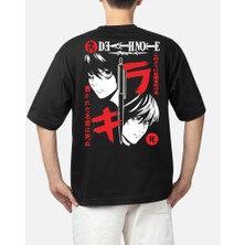 MMC Wedday Siyah Anime Kısa Kollu Oversize Pamuklu T-Shirt Weds5