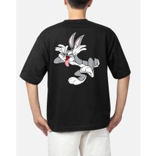 MMC Wedday Siyah Bugs Bunny Baskılı Oversize T-Shirt Weds2