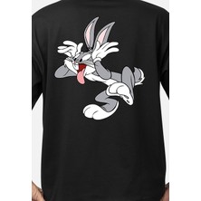 MMC Wedday Siyah Bugs Bunny Baskılı Oversize T-Shirt Weds2