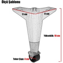 Tekerlekli Sihirli Masa Sehpa Puf Ünite Ayağı 19 cm Ceviz Ayak 4 Adet  Vida