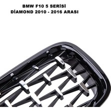 Caraks Bmw F10 5 Serisi Diamond Ön Panjur Izgara Böbrek 2010-2016 Arası Piano Black & Krom 1. Kalite