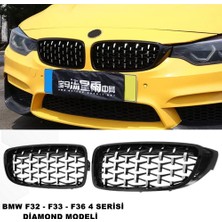 Caraks Bmw F32 4 Serisi Diamond Ön Panjur Izgara Böbrek Piano Black & Krom Desen 1. Kalite - Caraks