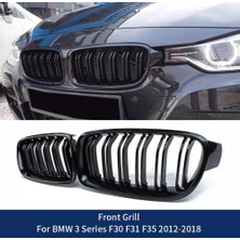 Caraks Bmw F30 3 Serisi Ön Panjur Izgara Böbrek Çift Kanal 2012 - 2018 Arası Piano Black 1. Kalite - Caraks