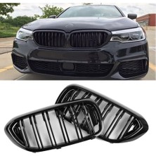 Caraks Bmw G30 5 Serisi Ön Panjur Izgara Böbrek Çift Kanallı 2017 - 2019 Arası Piano Black 1.kalite