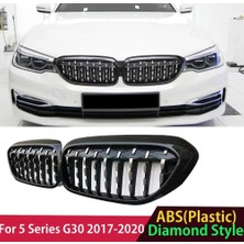 Caraks Bmw G30 5 Serisi Diamond Ön Panjur Izgara Böbrek 2017 - 2020 Arası Piano Black & Krom 1. Kalite