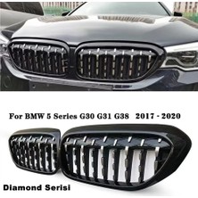 Caraks Bmw G30 5 Serisi Diamond Ön Panjur Izgara Böbrek 2017 - 2020 Arası Piano Black & Krom 1. Kalite