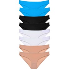 Royaleks 8 Adet Süper Eko Set Likralı Kadın Slip Külot Siyah Ten Beyaz Mavi10