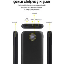 Micropack Alüminyum Kasa 10000 mAh 1x Micro 2x USB-A 1x USB-C Giriş Çıkış PB-10KL Hızlı Şarj Powerbank