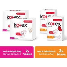 Kotex 56'lı Günlük Ped x 2 Paket 56'lı Ince Günlük x 2 Paket