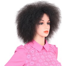 Guangdong Spirit Siyah Sentetik Peruk Yüksek Tature Fiber Sapıkça Kıvırcık Afro Peruk Kısa 6 Inç Kabarık Rulo Peruk Afrika Peruk Tarzı Genişletmek Için Salon  (Yurt Dışından)