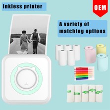 TopOne Mini Taşınabilir Termal Yazıcı Bluetooth Kablosuz Fotoğraf Etiketi Yapıştır Yanlış Başlık Cep Yazıcısı-Yeşil + 10 Rulo Termal Kağıt (Yurt Dışından)