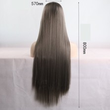 Guangdong Spirit 80CM Festival Uzun Düz Saç Peruk Kadınlar Için Yüksek Sıcaklık Sentetik Gri  (Yurt Dışından)
