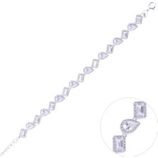Nusnus Baget Taşlı Su Yolu 925 Ayar Kadın Gümüş Bileklik 12.7 gr