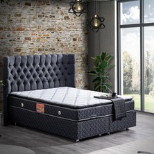 Setay Napoli İkili Set Çift Kişilik Baza Başlık - Keten Antrasit