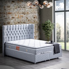 Setay Napoli İkili Set Çift Kişilik Baza Başlık - Keten Gri