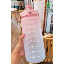 Motivasyonel 2li Pipetli Stickerli Su Matarası Su Şişesi Suluk 2LT+900ML Yavrulu Tritan Su Şişesi Suluk Motivasyonset-