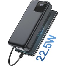 Wiwu Jc-22 Dijital LED Ekran Şarj Göstergeli Type-C ve Lightning Kablolu Powerbank 22.5W 20000MAH