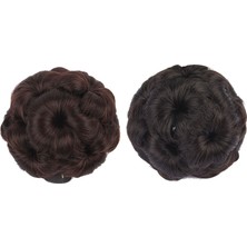 Guangdong Spirit 2x Saç Kadın Kıvırcık Chignon Saç Topuz Çörek Postiş Uzantıları Klipsli Sentetik Yüksek Sıcaklık Fiber Chignon Kahverengimsi Siyah ve Koyu Kahverengi (Yurt Dışından)