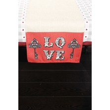 Modafabrik Love Desenli Keten Runner