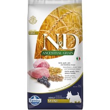 Nd Ancestral Grain Düşük Tahıllı Kuzu Etli ve Yaban Mersinli Mini Irk Yetişkin Köpek Maması 7 kg