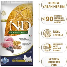 Nd Ancestral Grain Düşük Tahıllı Kuzu Etli ve Yaban Mersinli Mini Irk Yetişkin Köpek Maması 7 kg