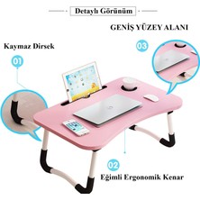 Miletus Laptop Sehpası Ders Çalışma Masası Çocuk Çalışma Yatak Sehpası Ders Masası Pembe