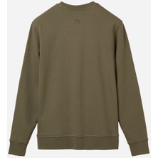 Cheemento Sweatshirt %100 Organik Pamuk Bisiklet Yaka 3 Iplik Kalın Kumaş Basic Haki Erkek