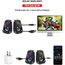 Techmaster E-1053 Oyuncu Gamer Telefon Bilgisayar Tablet Uyumlu Rgb Stereo USB Hoparlör