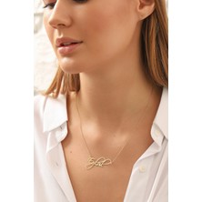 Prenses Pırlanta Altın Kolye /el Yapımı Altın Kolye/14 Ayar Altın Isim Kolye/altın Isim Kolye