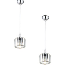 Istanbul Avize Dolunay Tekli Krom Y-10 2'li Avize Seti