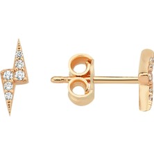 Altın Sepeti Rose Altın Yıldırım Küpe