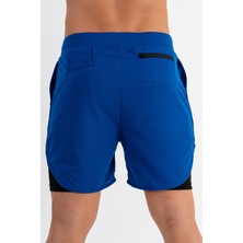 Gymwolves Erkek Spor Şort Çift Katmanlı | Saks | Comfortable Serisi |