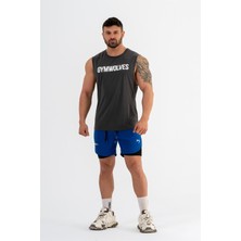 Gymwolves Erkek Spor Şort Çift Katmanlı | Saks | Comfortable Serisi |