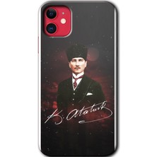 Bera Aksesuar Apple iPhone 11 Kılıf Baskılı Kapak - Kemal Atatürk + 5d Tam Kaplayan Cam